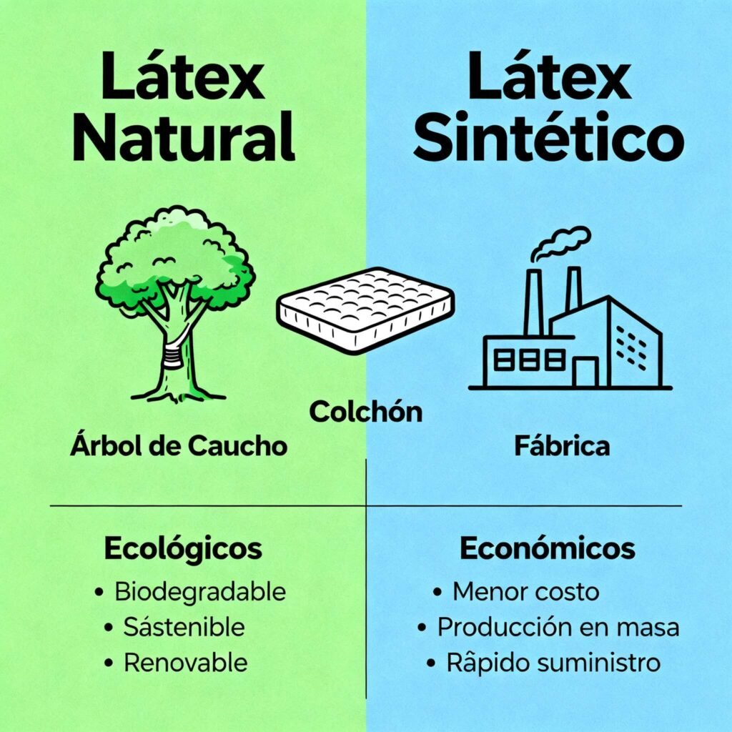 comparativa-de-latex Comparativa visual entre látex natural y látex sintético en colchones: origen, beneficios ecológicos, durabilidad y ventajas económicas