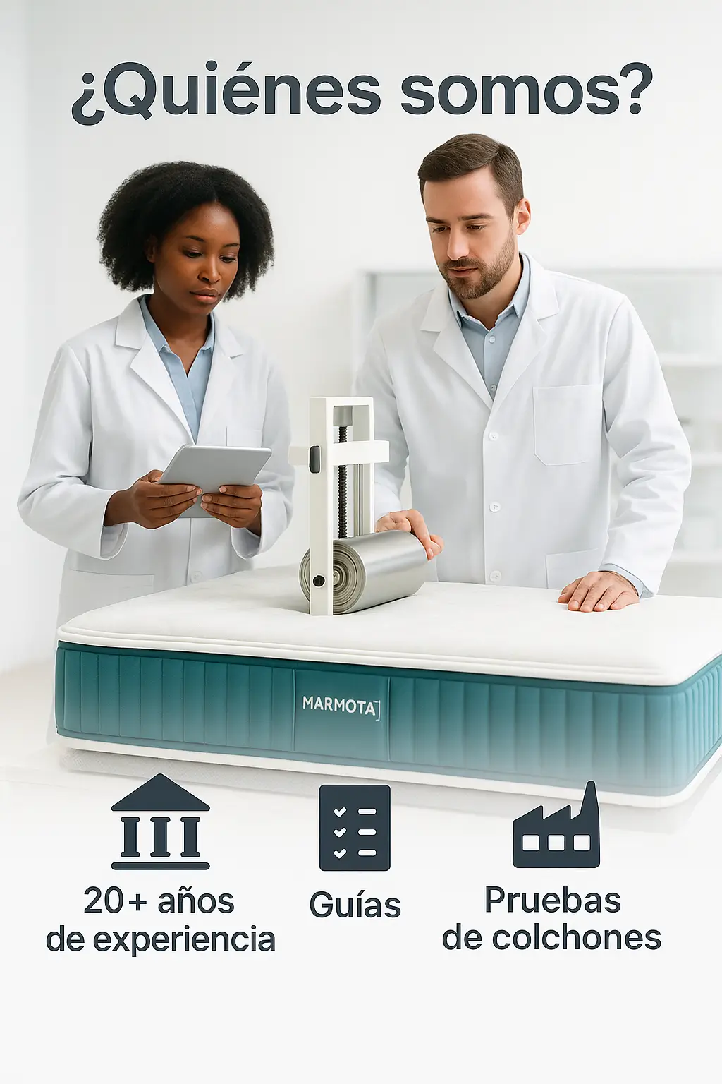 expertos probando colchones